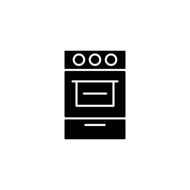 Fırın siyah simge kavramı. Fırın düz vektör simgesi, işaret, resim.