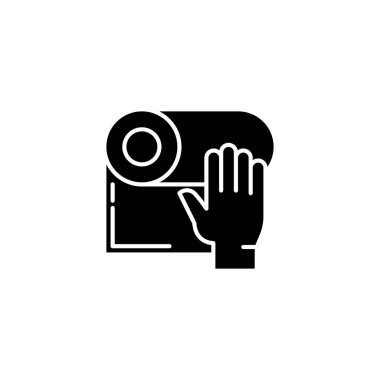 Kağıt havlu siyah simge kavramı. Kağıt havlu düz vektör simgesi, işaret, resim.