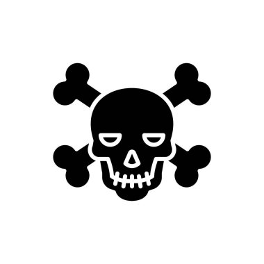 Korsan etkinlik siyah simge kavramı. Korsan düz vektör-aktiviteler-işareti, işaret, resim.