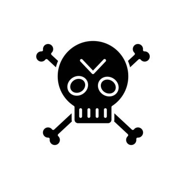 Korsan sembol siyah simge kavramı. Korsan sembolü düz vektör simgesi, işaret, resim.