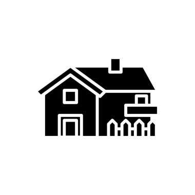 Özel house siyah simge kavramı. Özel ev düz vektör simgesi, işaret, resim.