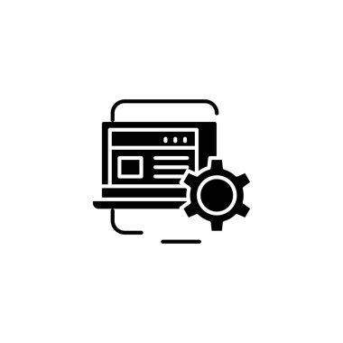 Proje izleme siyah simge kavramı. Proje izleme düz vektör simgesi, işaret, resim.