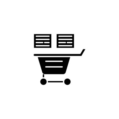 Listesi siyah simge kavramı alışveriş. Alışveriş listesi düz vektör simgesi, işaret, resim.