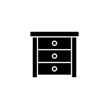 Yan tablo siyah simge kavramı. Yan masa düz vektör simgesi, işaret, resim.