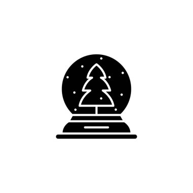 Kar Küre siyah simge kavramı. Kar dünya düz vektör simgesi, işaret, resim.