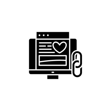 Sosyal ağ siyah simge kavramı. Sosyal ağ düz vektör simgesi, işaret, resim.