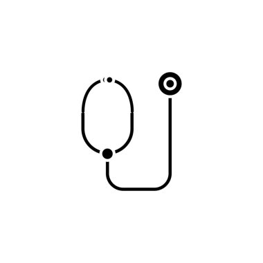 Stetoskop siyah simge kavramı. Stetoskop düz vektör simgesi, işaret, resim.