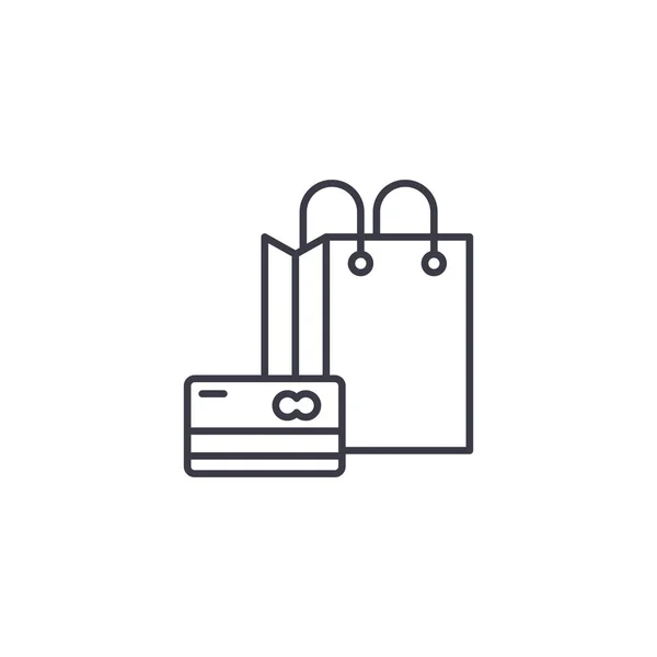 Shopping lineares Icon-Konzept. Einkaufslinienvektorschild, Symbol, Illustration. — Stockvektor
