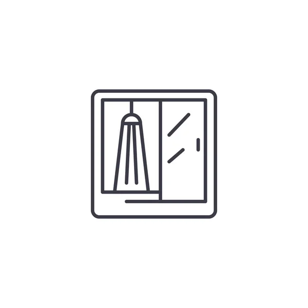 Cabina de ducha concepto de icono lineal. Cabina de ducha línea vector signo, símbolo, ilustración . — Vector de stock
