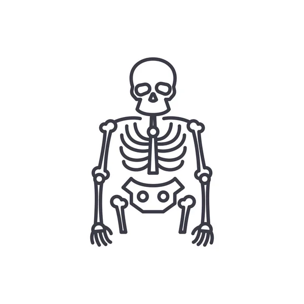 Skeleton linear icon concept. Skeleton line vector sign, symbol, illustration. — Stock Vector