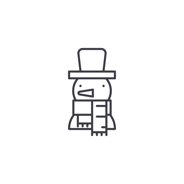 Conceito de ícone linear boneco de neve. Snowman linha vetor sinal, símbolo, ilustração . — Vetor de Stock