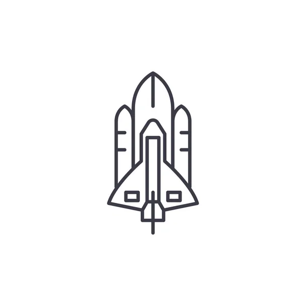 Concetto di icona lineare dello Space Shuttle. Segno vettore della linea dello Space Shuttle, simbolo, illustrazione . — Vettoriale Stock