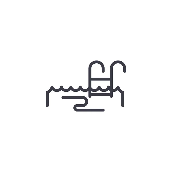 Concept d'icône linéaire de piscine. Signe vectoriel de ligne de piscine, symbole, illustration . — Image vectorielle