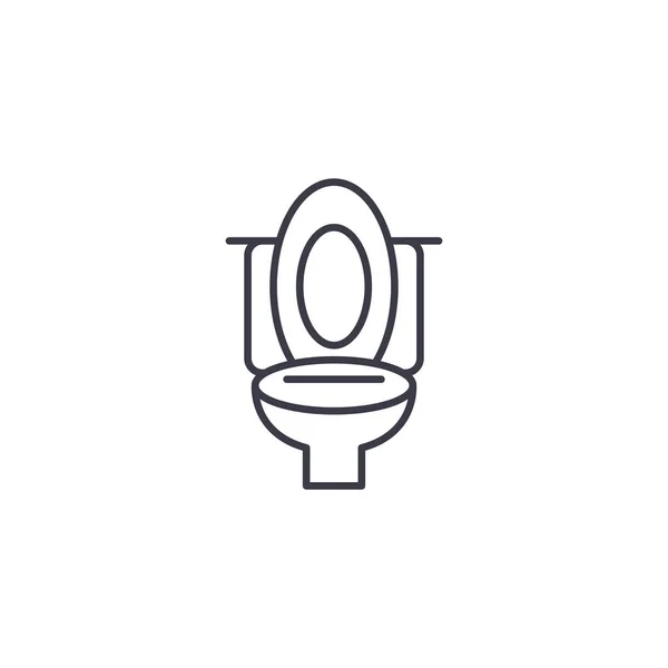 Klo-Raum lineares Icon-Konzept. Toilette Raum Linie Vektorzeichen, Symbol, Illustration. — Stockvektor