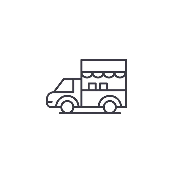 Camion concetto di icona lineare. Segno vettore della linea del camion, simbolo, illustrazione . — Vettoriale Stock