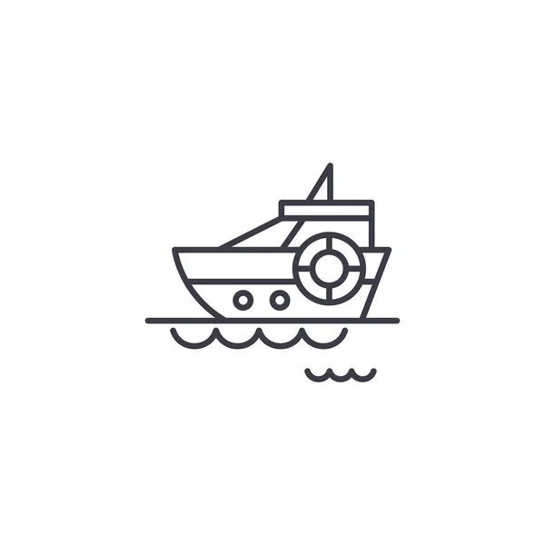 Conceito de ícone linear do navio. Vetor de linha do navio sinal, símbolo, ilustração . — Vetor de Stock
