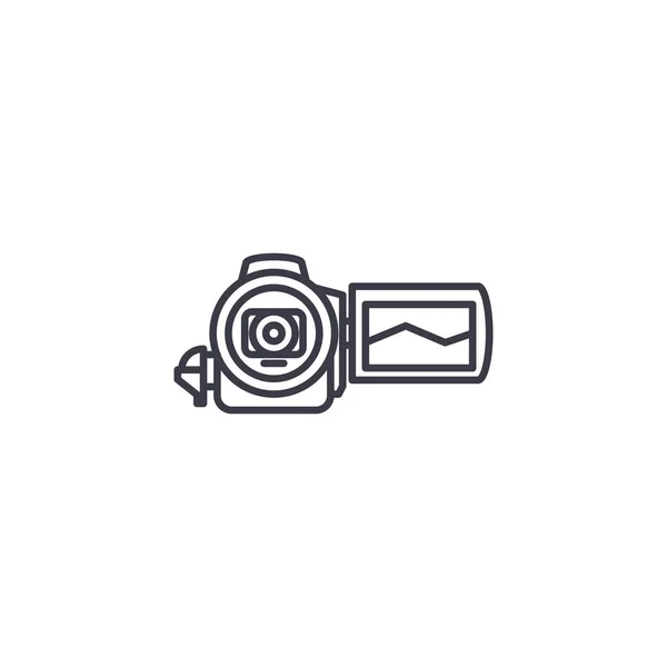 Videokamera linjär ikon konceptet. Video kamera linje vector tecken, symbolen, illustration. — Stock vektor