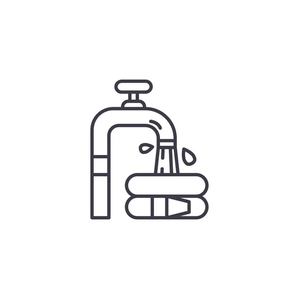 Robinet d'eau concept icône linéaire. Ligne de robinet d'eau signe vectoriel, symbole, illustration . — Image vectorielle
