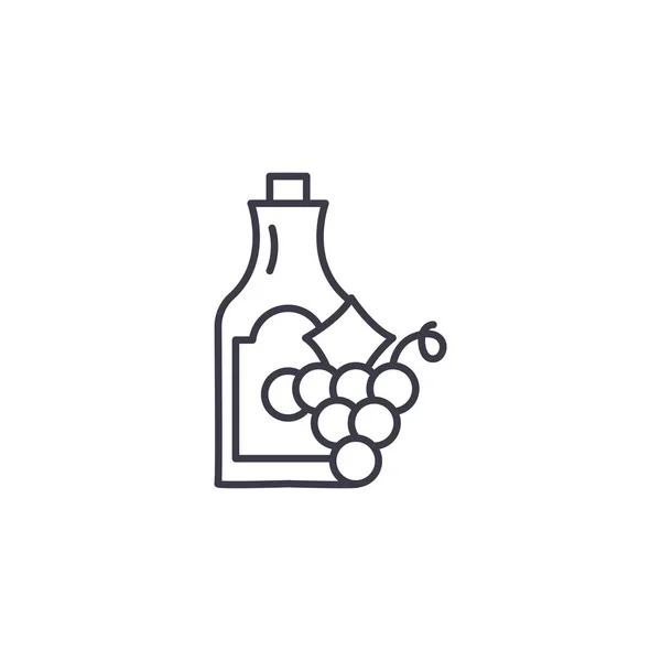 ワインとブドウの線形アイコン コンセプト。ワインとブドウの行ベクトル記号, 記号, イラスト. — ストックベクタ