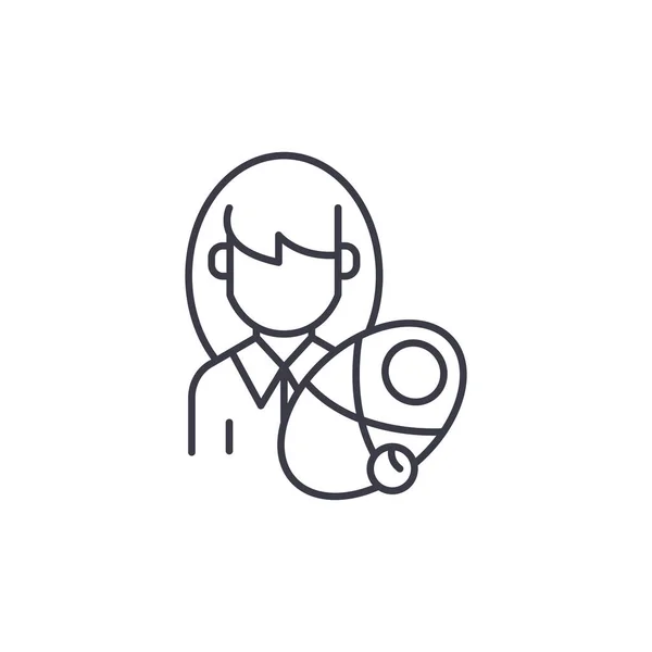 Mujer concepto de icono lineal recién nacido. Mujer recién nacido línea vector signo, símbolo, ilustración . — Vector de stock