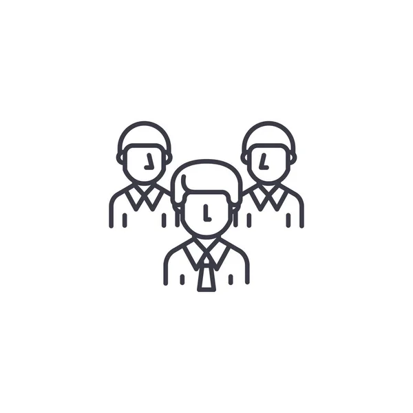 Concetto di icona lineare aziendale del team di lavoro. Segno vettore della linea aziendale del team di lavoro, simbolo, illustrazione . — Vettoriale Stock