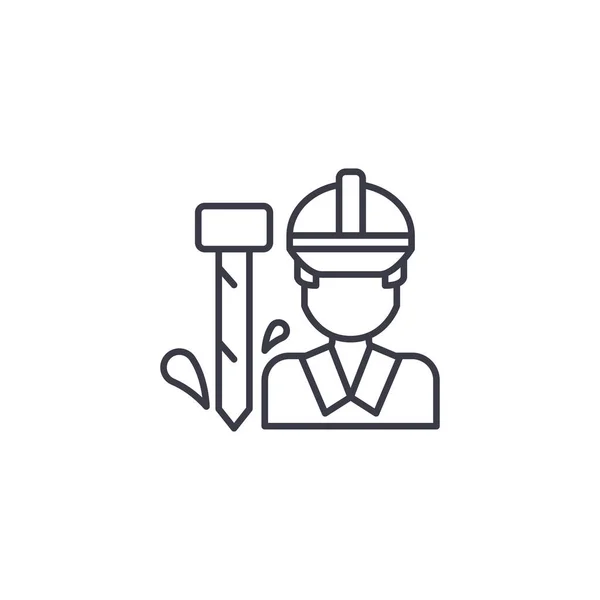 Worker linear icon concept. Worker line vector sign, symbol, illustration. — Stock Vector