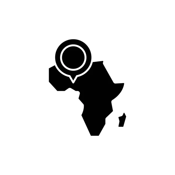 Afrika-Karte schwarzes Symbol-Konzept. Afrika-Karte flaches Vektorsymbol, Zeichen, Illustration. — Stockvektor