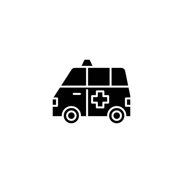 Krankenwagen schwarze Ikone Konzept. Krankenwagen flache Vektor-Symbol, Zeichen, Illustration. — Stockvektor