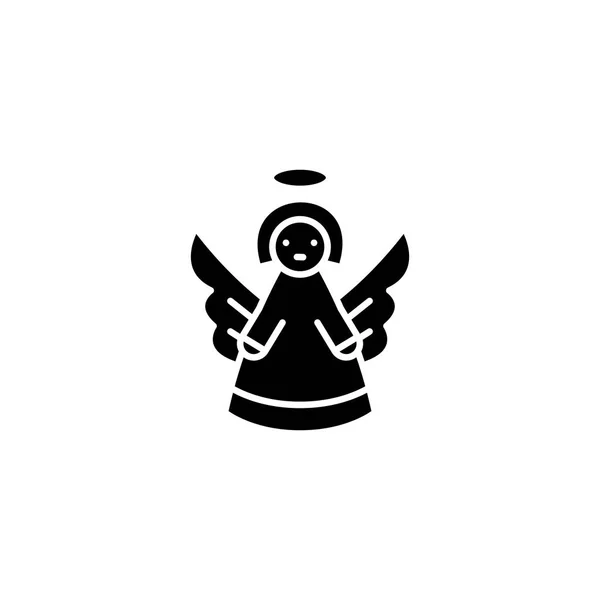 Ängel svart ikon konceptet. Angel platt vektor symbol, underteckna, illustration. — Stock vektor