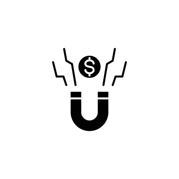 Atracción de fondos concepto icono negro. Atracción de fondos símbolo de vector plano, signo, ilustración . — Vector de stock