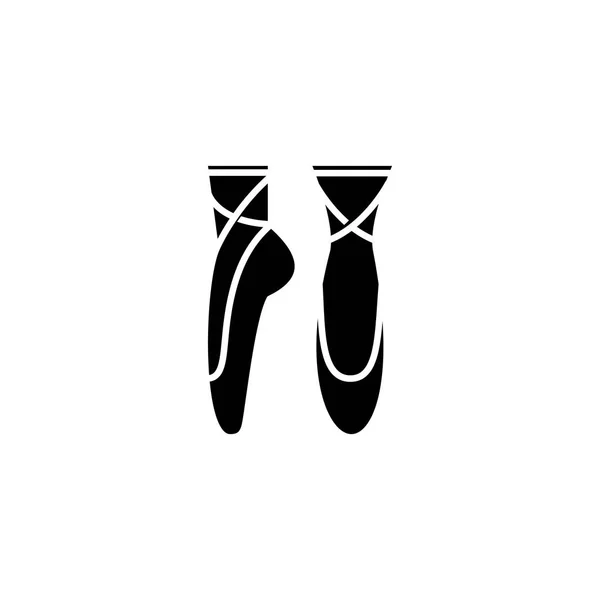 발레 신발 블랙 아이콘 개념입니다. 발레 슈즈 플랫 벡터 기호, 기호, 그림. — 스톡 벡터