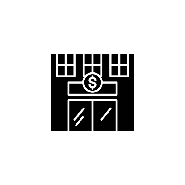 Concept d'icône noire de banque. Symbole de vecteur plat de banque, signe, illustration . — Image vectorielle