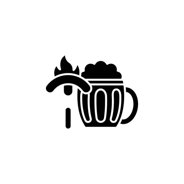 Salchichas de cerveza concepto icono negro. Salchichas de cerveza símbolo vector plano, signo, ilustración . — Vector de stock