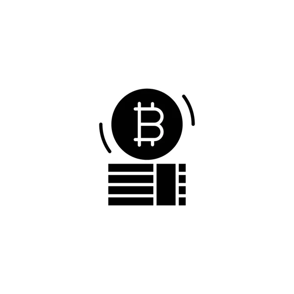 Bitcoin capital icône noire concept. Bitcoin majuscule plat vecteur symbole, signe, illustration . — Image vectorielle