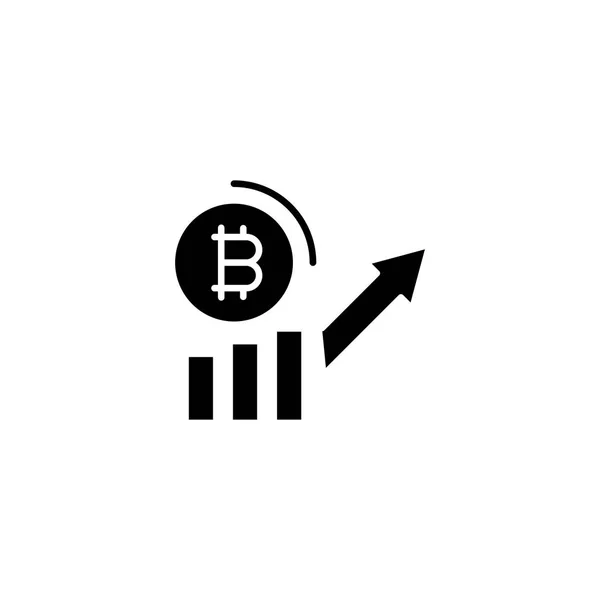 Bitcoin demande augmenter concept icône noire. Bitcoin demande augmenter symbole vectoriel plat, signe, illustration . — Image vectorielle