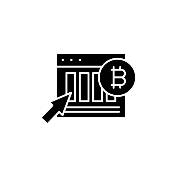 Indicador de mercado Bitcoin conceito ícone preto. Indicadores de mercado Bitcoin símbolo vetorial plana, sinal, ilustração . — Vetor de Stock