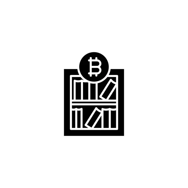 Bitcoin étude de marché concept icône noire. Bitcoin étude de marché plat vecteur symbole, signe, illustration . — Image vectorielle