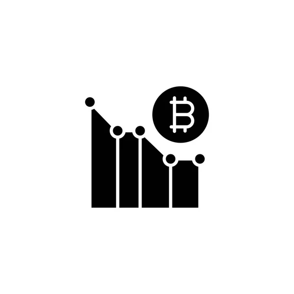 Bitcoin pris analytics svart ikon konceptet. Bitcoin pris analytics platt vektor symbol, underteckna, illustration. — Stock vektor