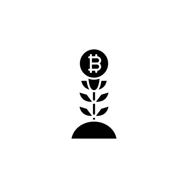 Bitcoin croissance des prix concept icône noire. Bitcoin croissance des prix vecteur plat symbole, signe, illustration . — Image vectorielle