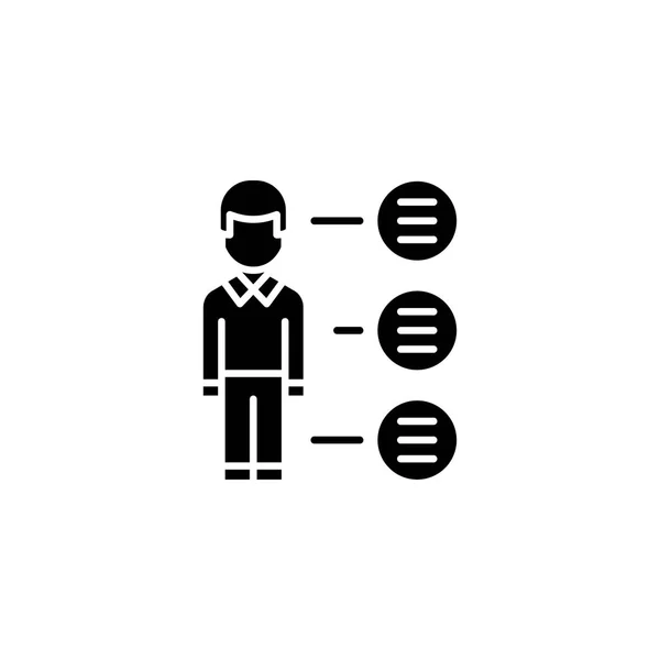 Bullet points svart ikon konceptet. Punktlistor som är platta vektor symbol, underteckna, illustration. — Stock vektor