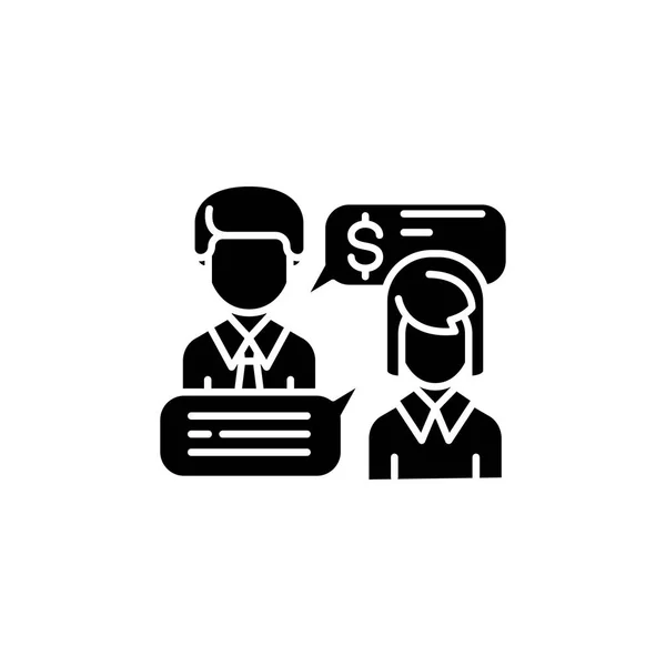 Business negotiations black icon concept. Business negotiations flat  vector symbol, sign, illustration.