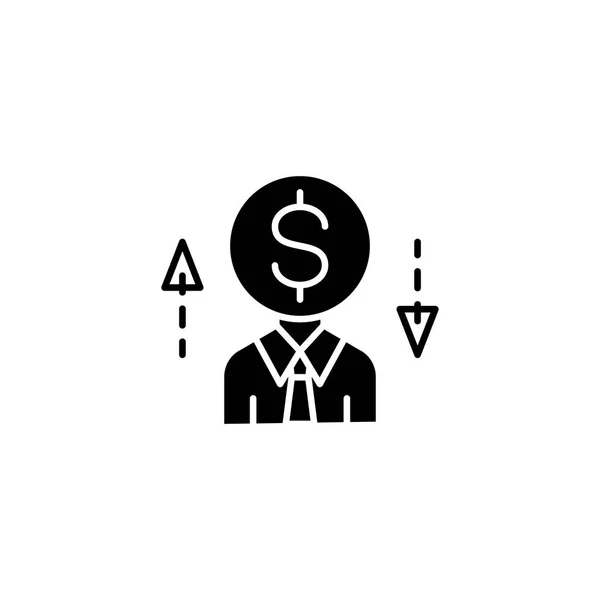 Hombre de negocios desiciona concepto de icono negro. Desiciones hombre de negocios símbolo de vector plano, signo, ilustración . — Vector de stock