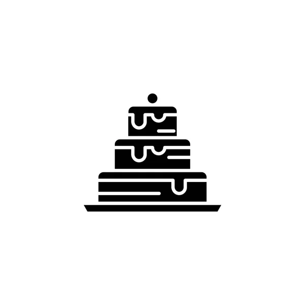 Kuchen schwarze Ikone Konzept. Kuchen flache Vektor-Symbol, Zeichen, Illustration. — Stockvektor