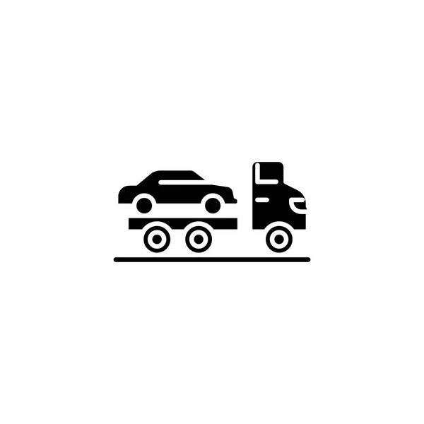 Car carrier concetto di icona nera. Auto vettore piatto simbolo, segno, illustrazione . — Vettoriale Stock