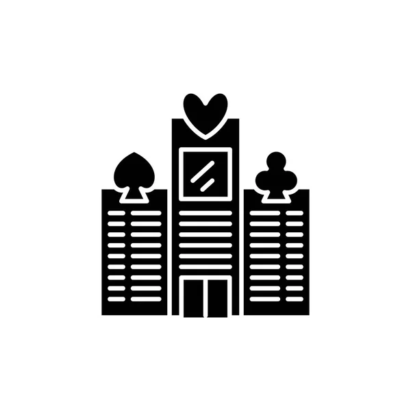 Casino icono negro concepto. Casino vector plano símbolo, signo, ilustración . — Vector de stock