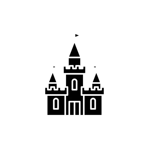 Castillo icono negro concepto. Castillo plano vector símbolo, signo, ilustración . — Vector de stock