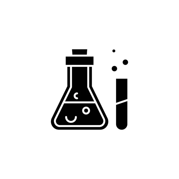 Chemische analyse zwart pictogram concept. Chemische analyse platte vector symbool, teken, illustratie. — Stockvector