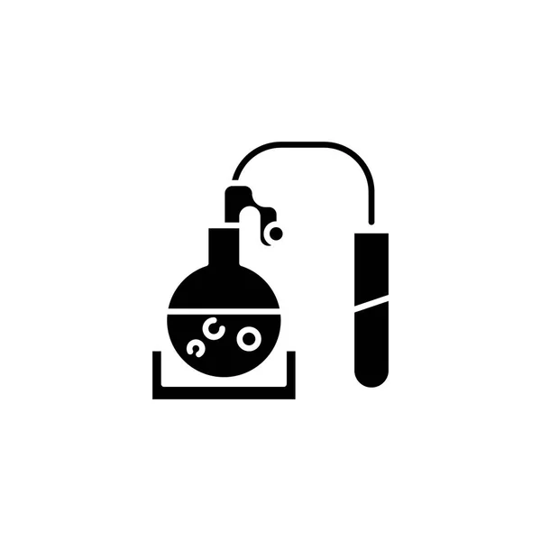 Chemische reactie zwart pictogram concept. Chemische reactie platte vector symbool, teken, illustratie. — Stockvector