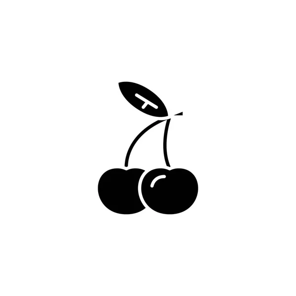 Cherries symbol black icon concept. Cherries symbol flat  vector symbol, sign, illustration. — Stock Vector