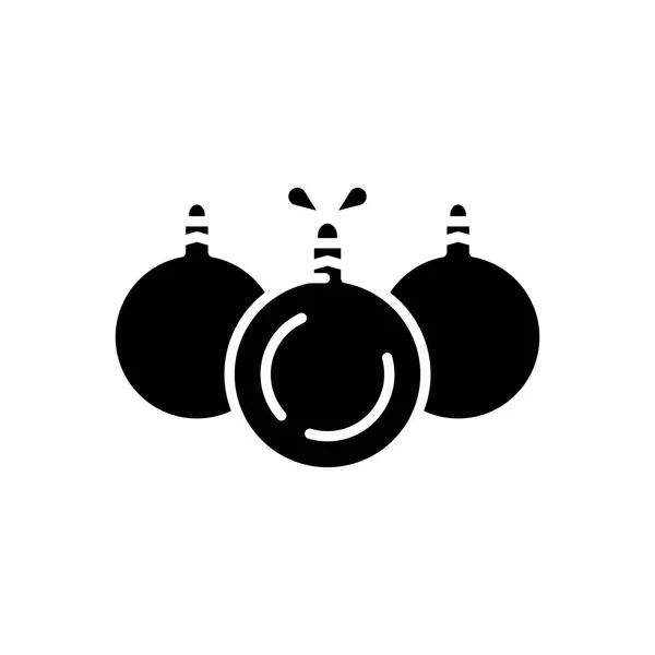 Bolas de Navidad concepto icono negro. Bolas de Navidad símbolo vector plano, signo, ilustración . — Vector de stock